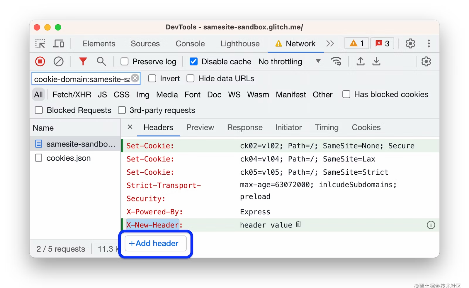 Chrome113 支持修改 Header 和隐藏错误堆栈