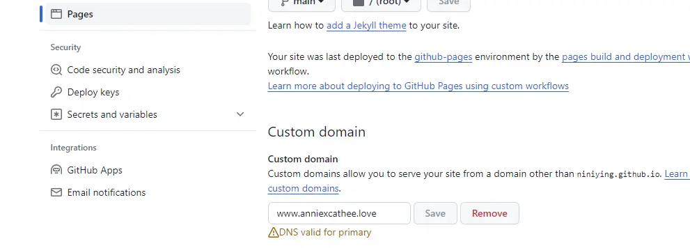 输入自己买的域名可以访问到自己github上的网页