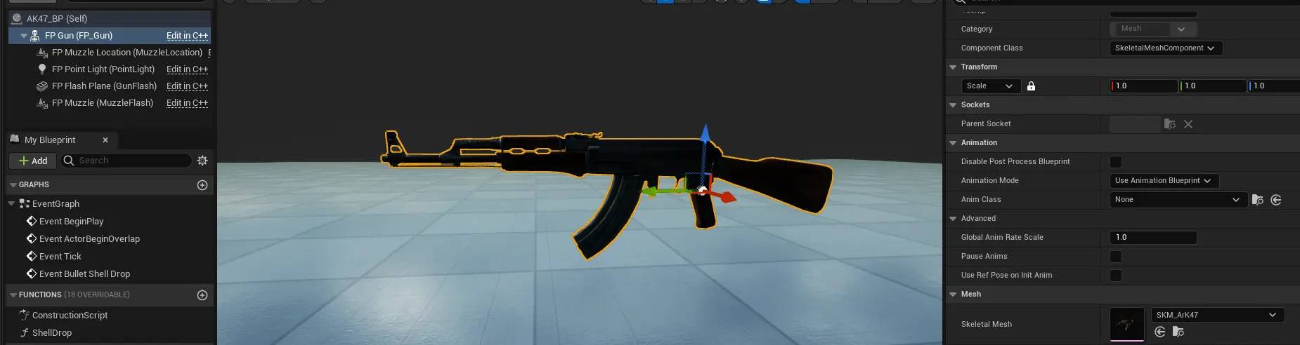 UE5 FPS 游戏开发：装备 AK47 自动步枪
